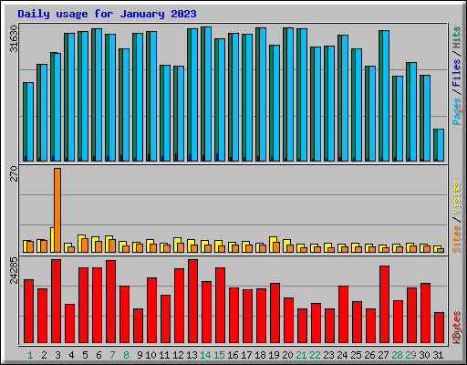 Daily usage for January 2023