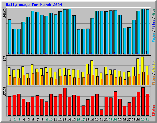 Daily usage for March 2024